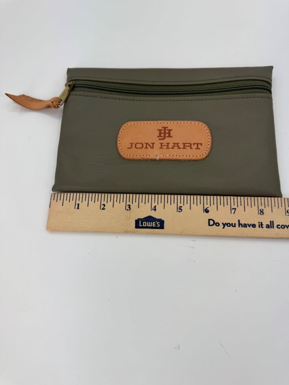 Jon Hart Design Coated Canvas Zippered Small Pouch Cosmetic Makeup Bag Olive - Picture 7 of 9